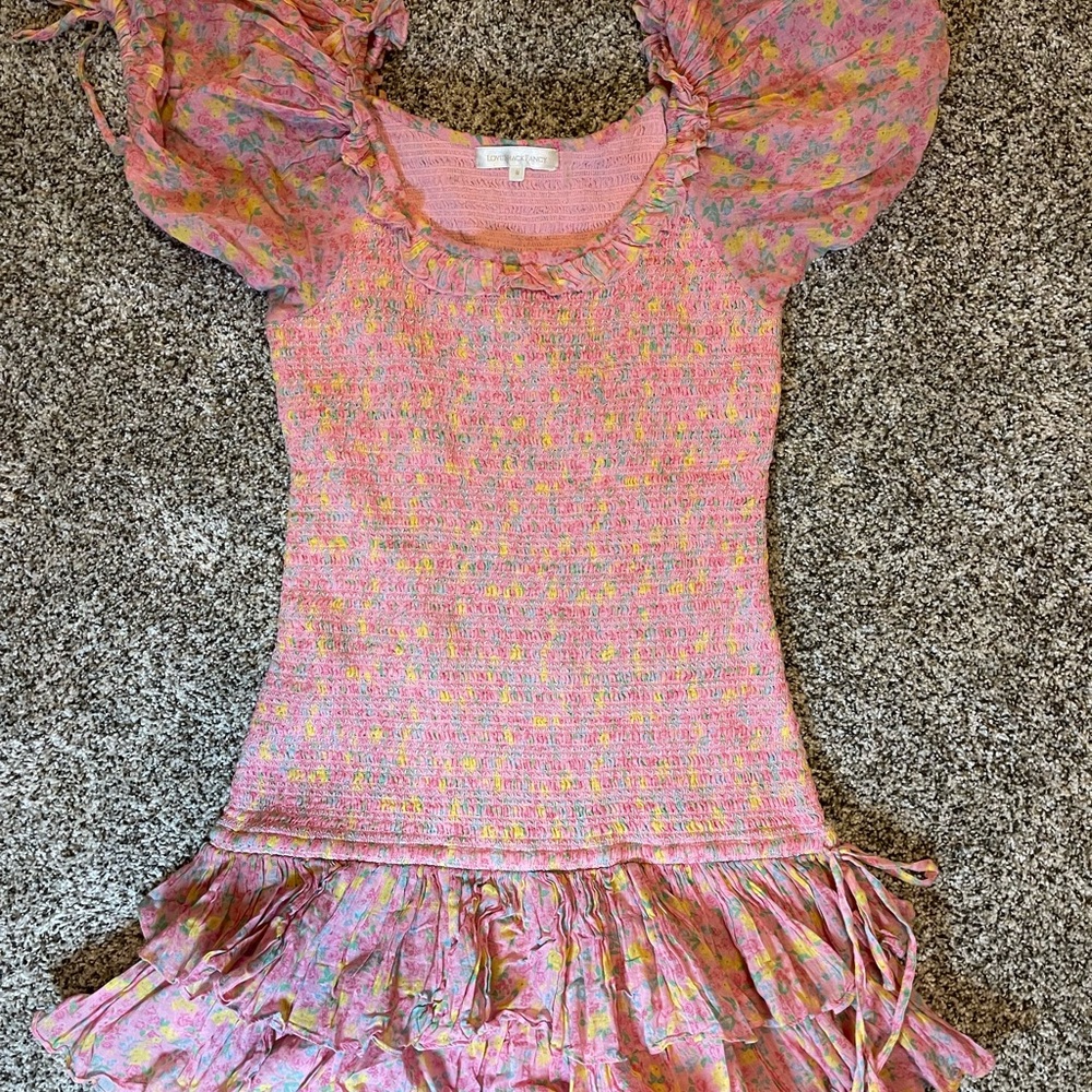 Loveshackfancy Pink Floral Ruffle Dress - Love Shack Fancy
